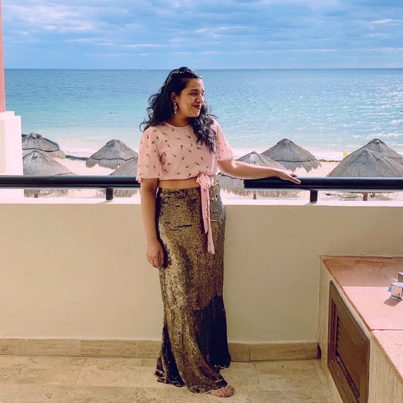 GRYPHON gold sequin mermaid maxi skirt - Picture 2 of 9